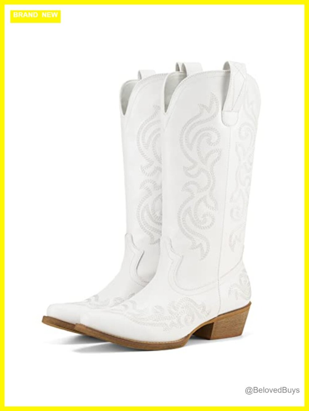 Western Cowgirl Boots Snip Toe Mid-Calf Synthetic Leather